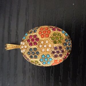 VTG D'Orlan Buried Treasure Pendant 22kt Gold Plated Swarovski Crystal Necklace